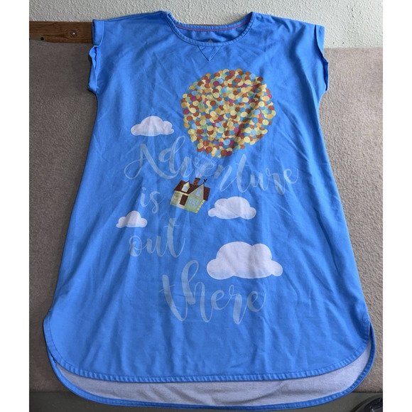 Disney Pixar Up Pajama Sleepshirt Sz M/L Blue "Adventure Out There" Nightgown - Picture 5 of 6